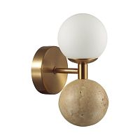 ODEON LIGHT 6625/6WL MIDCENT ODL25 175 Настенный светильник под латунь/металл/стекло/камень (травертин) IP20 LED 1*6W 3000K 220V LOLLA