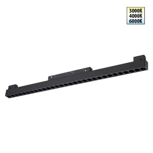 NOVOTECH 359625 SHINO NT25 158 черный Трековый светильник для низков. шинопровода с переключ. цв. темпер. IP20 LED 3000К\4000К\6000К 30W 48V FLUM