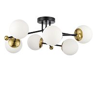 LUMION 6581/6C MODERNI LN26 174 черный, золотой/белый металл  /стекло Люстра потолочная E14 6*40W 220V MELODY
