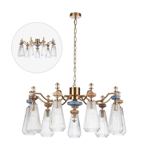 ODEON LIGHT EXCLUSIVE 5414/9 MODERN ODL_EX26 021 античная бронза/терракот/синий/бежевый/коричневый/металл/керамика Люстра E14 9*40W TERRA