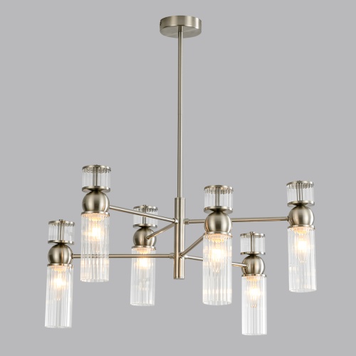 LUMION 8277/6 MODERNI LN26 164 сатин никель/прозрачный, металл/стекло Люстра Е14 6*40W 220V DENVER фото 6
