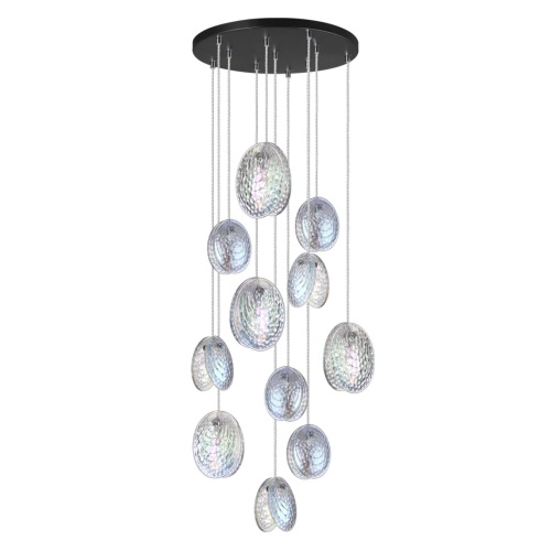 ODEON LIGHT 5039/11 MODERN ODL24 000 черный/перламутровый/металл/стекло Люстра каскадная G9 11*40W MUSSELS