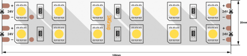 Лента со скотчем 3М светодиодная стандарт 5050, 120 LED/м, 28,8 Вт/м, 24В , IP20, Цвет: Теплый белый Лента со скотчем 3М светодиодная стандарт 5050, 120 LED/м, 28,8 Вт/м, 24В , IP20, Цвет: Теплый белый