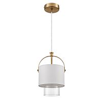 LUMION 6593/1 MODERNI LN26 406 латунь/белый, металл/текстиль, стекло Подвес E14 1*40W 220V JANE