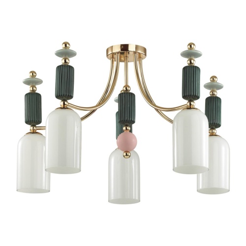 ODEON LIGHT EXCLUSIVE 4861/5C CLASSIC ODL_EX21 129 золото/разноцветн./керамика/стекло Люстра потолочная E14 5*40W CANDY