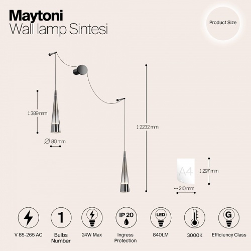Бра Maytoni Sintesi P090WL-L24CH3K фото 9