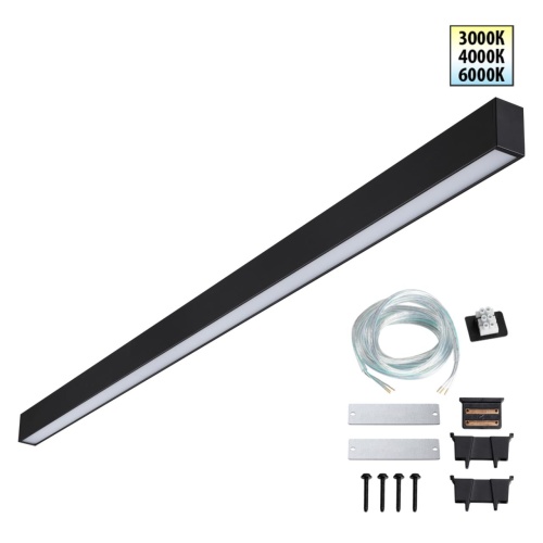 NOVOTECH 359605 OVER NT25 068 черный Светильник линейный светодиод. с переключ. цв. температуры IP20 LED 40W 220-240V 3000К\4000К\6000К FATTO