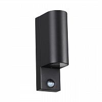 ODEON LIGHT 4390/2W HIGHTECH ODL23 000 черный/металл/пвх стойкий к УФ излучению Настенный светильник с датчиком движения IP44 LED GU10 14W MOTTO