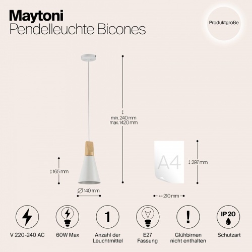 Подвесной светильник Maytoni Bicones P359-PL-140-W фото 5