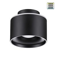 NOVOTECH 358971 OVER NT22 350 черный Светильник накладной с переключ. цв. температуры IP20 LED 3000К\4000К\6000К 12W вниз + 3W вверх 110-265V GIRO