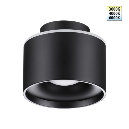 NOVOTECH 358971 OVER NT22 350 черный Светильник накладной с переключ. цв. температуры IP20 LED 3000К\4000К\6000К 12W вниз + 3W вверх 110-265V GIRO