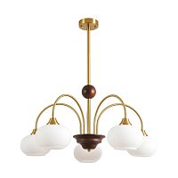 LUMION 8323/5C MODERNI LN26 038 латунь/белый, металл/стекло/дерево Люстра потолочная E27 5*60W 220V LARINA