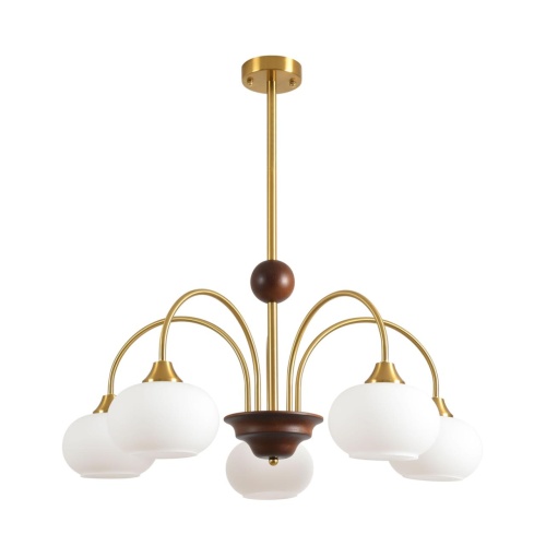 LUMION 8323/5C MODERNI LN26 038 латунь/белый, металл/стекло/дерево Люстра потолочная E27 5*60W 220V LARINA