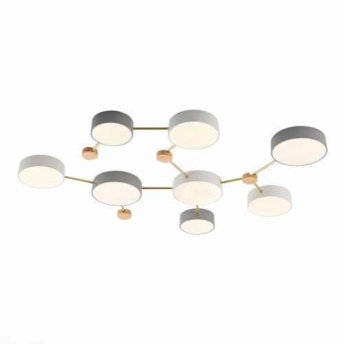 SLE600102-08 Светильник потолочный Золотистый, Светлое дерево/Белый, Серый LED 8*16,5W 4000K