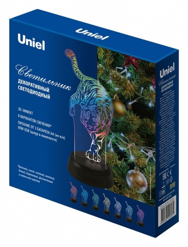 Зверь декоративный Uniel ULI-M506 RGB/3AA TIGER/BLACK UL-00008401 фото 2