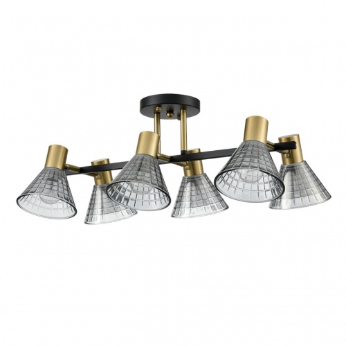 LUMION 8044/6C MODERNI LN26 220 черный, латунь/дымчатый металл/стекло Люстра потолочная Е14 6*40W 220V ANRIYA