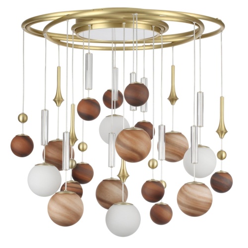 ODEON LIGHT EXCLUSIVE 5457/21C MODERN ODL_EX26 051 светлая сатин.латунь/белый/бежевый/коричневый/металл/стекло Люстра потолочная G9 x 20 x 5W + LED 20W 2500K CALLISTO