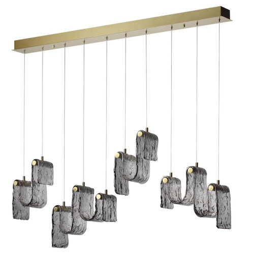 ODEON LIGHT 5106/52L L-VISION ODL26 549 брашинг/дымчатый металл/стекло Люстра линейная LED x 52W 4000K FLOW