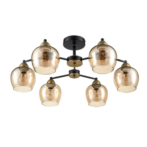 LUMION 8249/6C COMFI LN 000 черный/античное золото/янтарный, металл/стекло Люстра потолочная Е27 6*60W 220V LANDA LUMION 8249/6C COMFI LN 000 черный/античное золото/янтарный, металл/стекло Люстра потолочная Е27 6*60W 220V LANDA