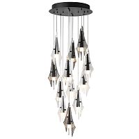 ODEON LIGHT EXCLUSIVE 5442/69L L-VISION ODL_EX26 059 черный/бел.матовый/прозрачн./дымчатый/металл/стекло/акрил Люстра каскадная LED 69W (12*5.75W) 3000K 5490Лм AFALINA