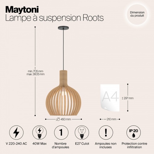 Подвесной светильник Maytoni Roots MOD194PL-01W1 фото 4
