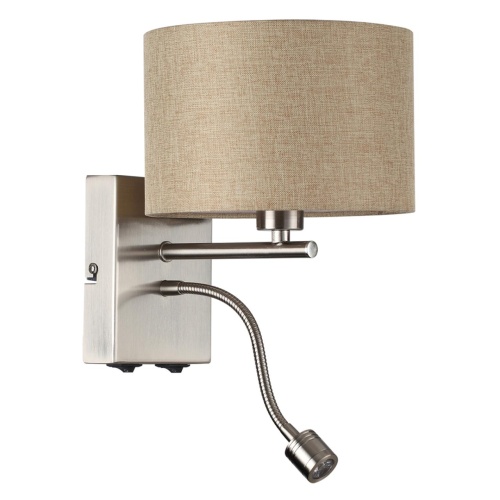 LUMION 8250/2W MODERNI LN26 527  никель/бежевый, металл/текстиль бра Е14 40W+ LED 3W 4000K 220V NIKKI