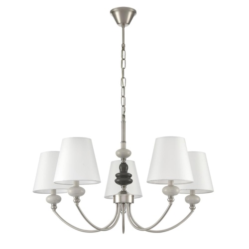 LUMION 8283/5 CLASSI LN26 051 никель/белый, металл/керамика/текстиль Люстра Е14 5*40W 220V KENTUKI