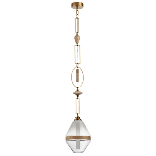 ODEON LIGHT EXCLUSIVE 5441/1A PENDANT ODL_EX26 035 сатинированн.латунь/прозрачн./металл/стекло/травертин/веревка Подвес G9 LED 6W KREMA