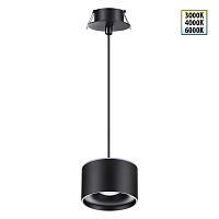 NOVOTECH 358965 SPOT NT22 446 черный Светильник встраиваемый с переключ. цв. температуры, провод 2м IP20 LED 3000К\4000К\6000К 12W вниз + 3W вверх 110-265V GIR