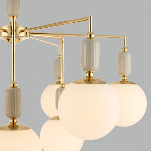 LUMION 6580/9C CLASSI LN26 36 французское золото, серый/белый металл, керамика/стекло Люстра потолочная E14 9*40W 220V VIVIEN фото 3