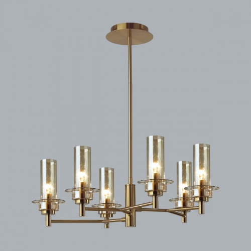 LUMION 6554/6C CLASSI LN26 097 бронза/коньячный/металл/стекло Люстра потолочная E14 6*40W 220V MADONNA фото 3