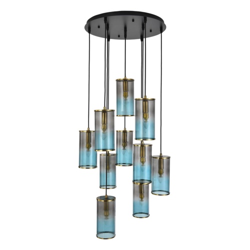 LUMION 8401/10 MODERNI LN26 000 черный/античная бронза/серо-синий, металл/стекло Люстра E14 10*40W 220V MURANO