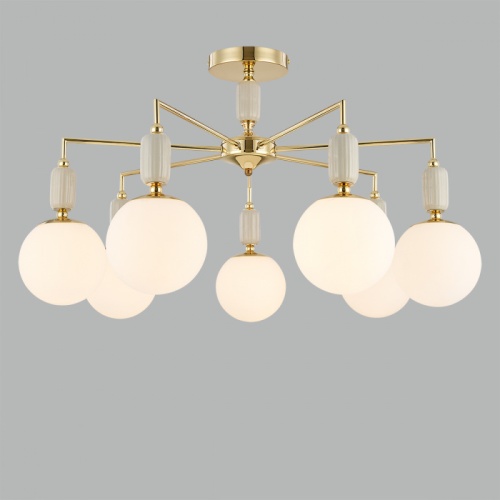 LUMION 6580/7C CLASSI LN26 36 французское золото, серый/белый металл, керамика/стекло Люстра потолочная E14 7*40W 220V VIVIEN фото 5