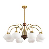 LUMION 8323/8C MODERNI LN26 038 латунь/белый, металл/стекло/дерево Люстра потолочная E27 8*60W 220V LARINA