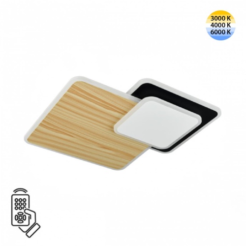 SONEX 7737/60L MITRA LED SN 602 Светильник металл/акрил/белый/под дерево/черный LED 60Вт 3000-6500К 440x440 IP20 пульт ДУ PINE