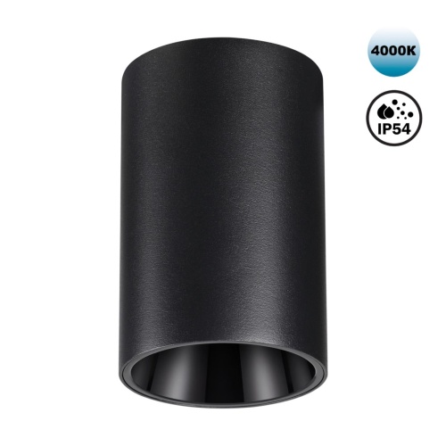 NOVOTECH 359419 OVER NT24 430 черный Светильник накладной влагозащищённый IP54 LED 10W 170-265V 4000К 830Лм RECTE