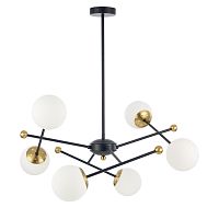 LUMION 6581/6 MODERNI LN26 174 черный, золотой/белый металл  /стекло Люстра потолочная E14 6*40W 220V MELODY