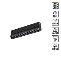 NOVOTECH 359946 PORT NT25 214 черный Трековый светильник с переключ. цв. темпер. IP20 LED 3000К\4000К\6000К 10W 90-240V VECTOR