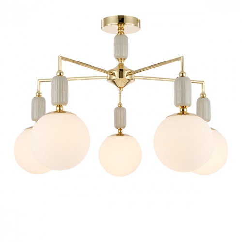 LUMION 6580/5C CLASSI LN26 36 французское золото, серый/белый металл, керамика/стекло Люстра потолочная E14 5*40W 220V VIVIEN фото 4