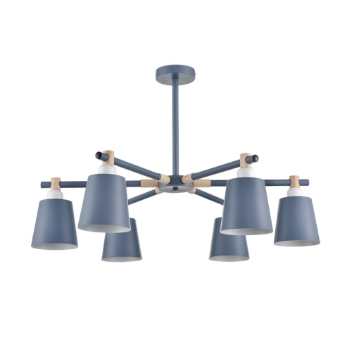 LUMION 8098/6C MODERNI LN26 344 синий/синий металл, дерево/металл Люстра потолочная Е27 6*60W 220V ROSALINA