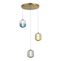 SL1193.303.03 Светильник подвесной ST-Luce Латунь/Янтарный,Дымчатый,Голубой LED 3*11,2W 3000K