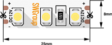 Лента светодиодная стандарт 3528, 120 LED/м, 9,6 Вт/м, 12В , IP20, Цвет: Розовый