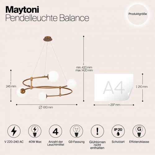 Подвесная люстра Maytoni Balance MOD317PL-04G фото 3 Подвесная люстра Maytoni Balance MOD317PL-04G фото 3