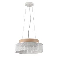 LUMION 6599/3CY УЦЕНКА(НЕВОЗВРАТНЫЙ ТОВАР) MODERNI LN25 000 белый/белый, бежевый металл, эко кожа/металл, стекло Подвесной светильник Е27 3*60W 220V BASALTO