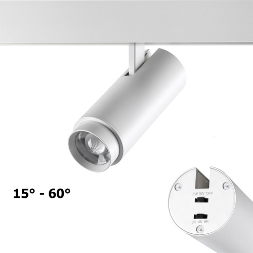 NOVOTECH 359206 SHINO NT23 148 белый Трековый светильник для низков. шинопровода с переключ. цветовой температуры и мощности IP20 LED 3000К\4000К\6000К 5W/9W/1