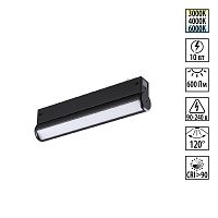 NOVOTECH 359950 PORT NT25 214 черный Трековый светильник с переключ. цв. темпер. IP20 LED 3000К\4000К\6000К 10W 90-240V VECTOR