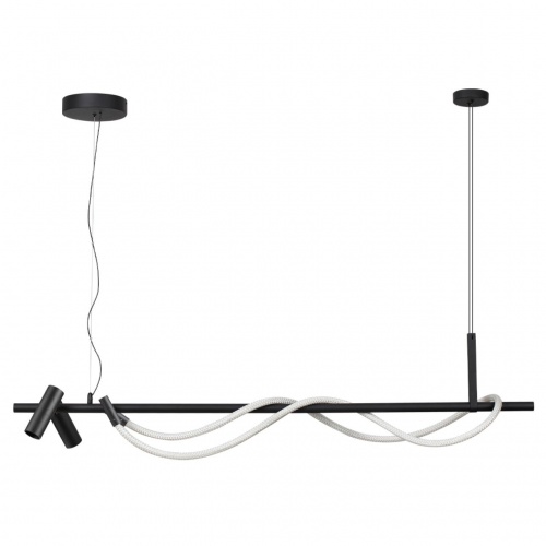 ODEON LIGHT 4391/30L HIGHTECH ODL24 301 черный/металл/канат Подвесной св-к с раздельн. вкл IP20 LED 30W 1200Лм 4000K CORDA