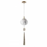 ODEON LIGHT EXCLUSIVE 5432/1 MODERN ODL_EX25 089 золотой(под латунь)/стекло/кисточка/агат Подвес E14 1*40W FIOLENT