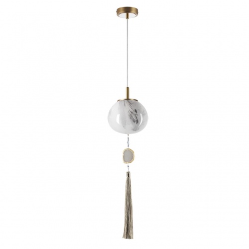 ODEON LIGHT EXCLUSIVE 5432/1 MODERN ODL_EX25 089 золотой(под латунь)/стекло/кисточка/агат Подвес E14 1*40W FIOLENT
