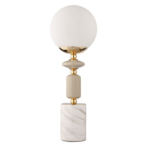 LUMION 6580/1T CLASSI LN26 36 французское золото, серый/белый металл, керамика/стекло Лампа настольная E14 1*40W 220V VIVIEN фото 7